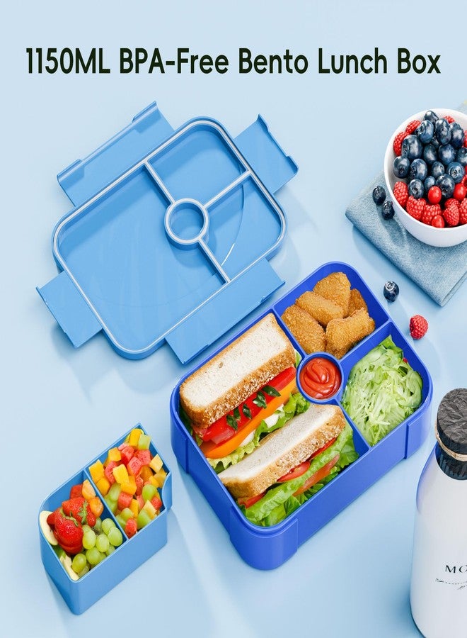 Winproper Lunch Box Kids Bento Box, Leakproof Bento Lunch Box with 6 Compartments, BPA-Free Lunch Containers for Adults/Kids/Students, 40 oz Portable On-the-Go Meal and Snack Packing - Blue - Image 2